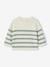 Striped knitted baby jumper caramel+navy blue+sage green 
