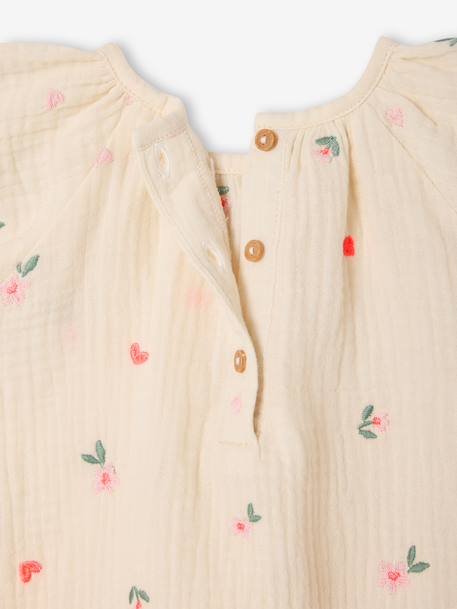 Girl's short-sleeved blouse ecru 