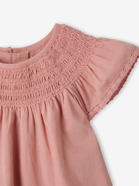 Dress and bloomer set for baby girls in cotton blush 