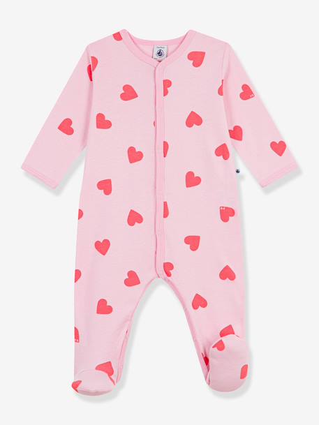 Baby sleepsuit with heart print rose 