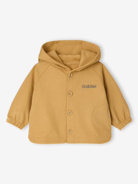 Customisable hooded cardigan for babies yellow 