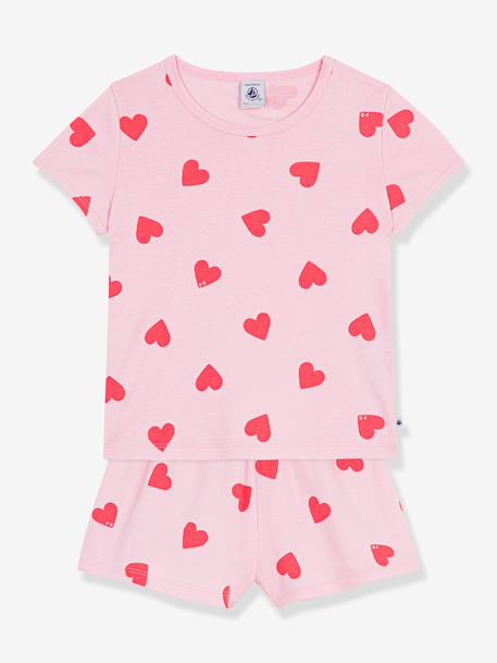Girls' heart print short pyjamas rose 