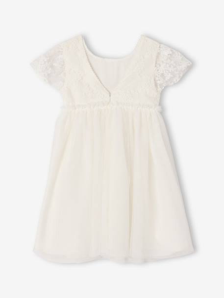 Girl's lace and tulle dress white 