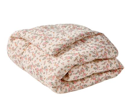 Cotton Muslin Floor Mattress / Play Mat with Floral Print printed white 