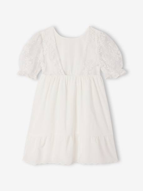 Bohemian girl's dress with lace sleeves white 