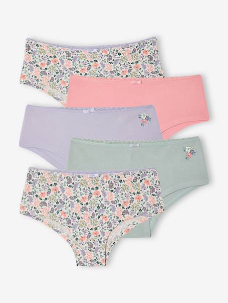 Pack of 5 girls' maternity shorties sage green 