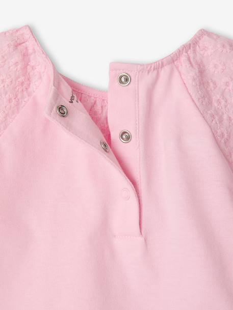 Embroidered short-sleeved T-shirt pale pink 