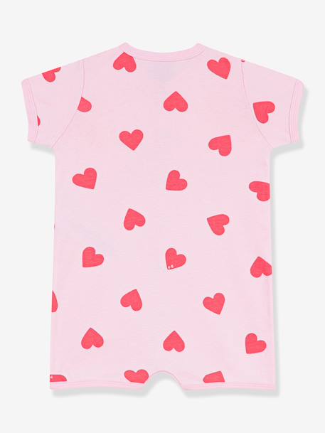 Baby playsuit with heart print rose 