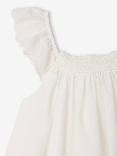 Flared dress in cotton embroidery white 