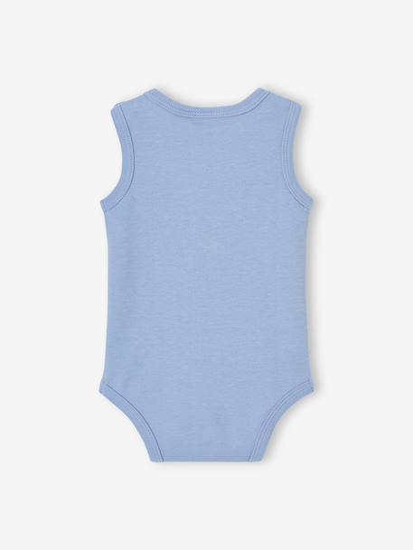 Pack of 2 sleeveless baby boy bodysuits denim blue 