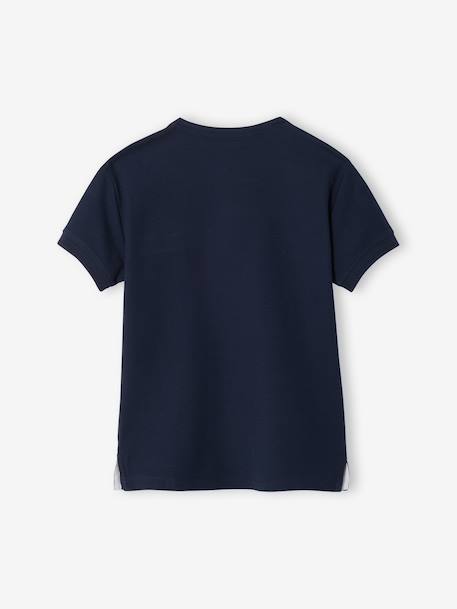 Boy's Mao collar polo shirt ecru+navy blue+sky blue 