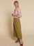 Long cotton gauze skirt olive 
