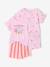 Pack of 2 girls' short-sleeved pyjamas rose 