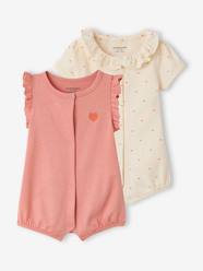 Baby-Pack of 2 organic cotton baby girl playsuits 