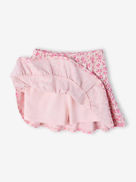 Girl's jersey skort ecru+pale pink 