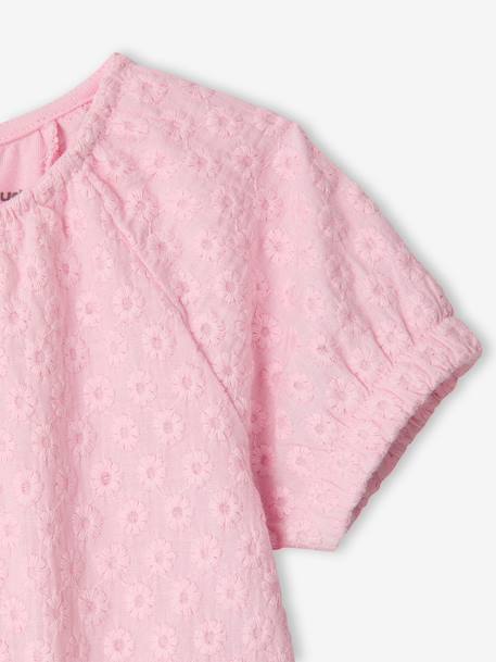 Embroidered short-sleeved T-shirt pale pink 