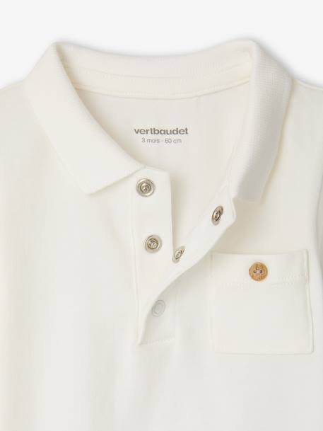Pack of 2 Bodysuits with Polo Shirt Collar & Pocket, for Newborns ecru+sky blue 
