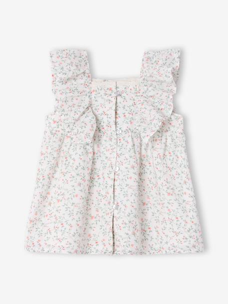 Baby dress with frill print printed white 