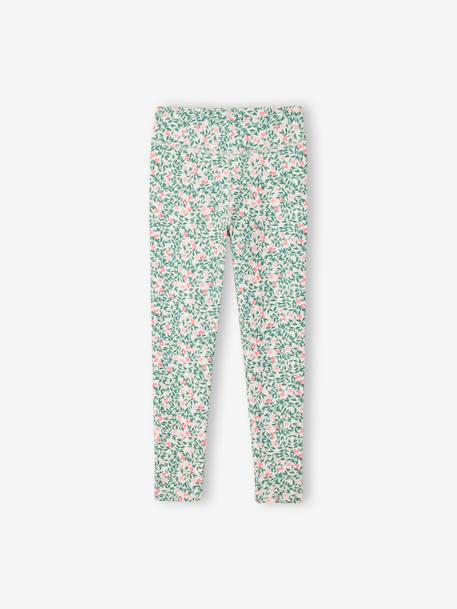 Girls' floral print sports leggings ecru 