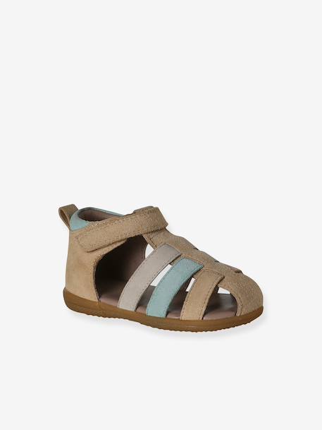 Leather Sandals for Baby Boys, Designed for First Steps brown+navy blue+set beige 