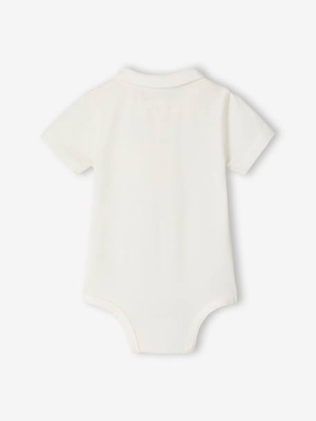 Pack of 2 Bodysuits with Polo Shirt Collar & Pocket, for Newborns ecru+sky blue 