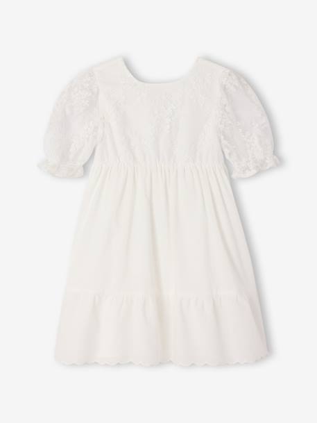 Bohemian girl's dress with lace sleeves white 