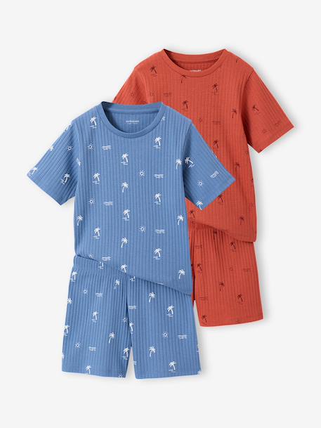 Pack of 2 boys' short pyjamas denim blue 