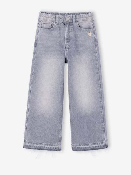 Wide-Leg Jeans, Frayed Hems, for Girls bleached denim+deep blue+grey+stone 