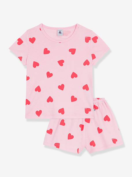 Girls' heart print short pyjamas rose 
