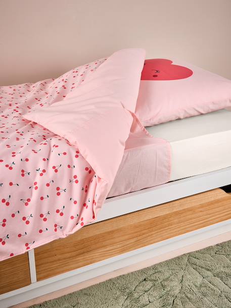 Zipped Bedding Set with Recycled Cotton, CHERRY printed pink 