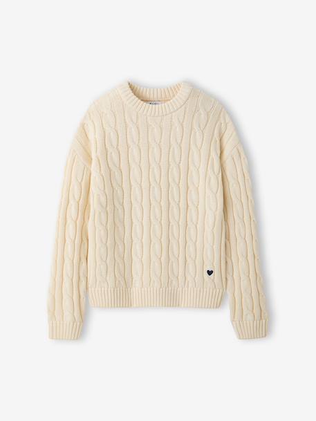 Jonen girl's cable knit jumper vanilla 