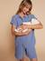 Nursing clothes maternity short pyjamas chambray blue 