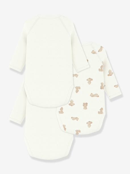 Pack of 3 Petit Bateau crossover bodysuits for babies white 