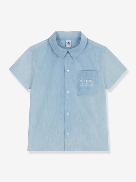 Boy's short-sleeved chambray shirt light blue 