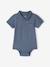 Pack of 2 Bodysuits with Polo Shirt Collar & Pocket, for Newborns ecru+sky blue 