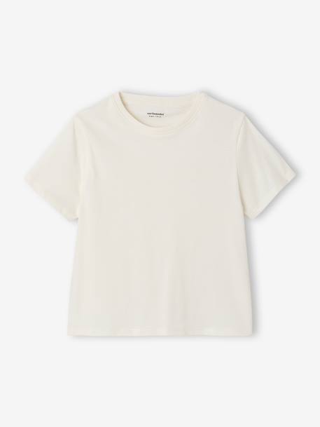 Pack of 3 Plain T-Shirts for Girls ecru+pale pink 