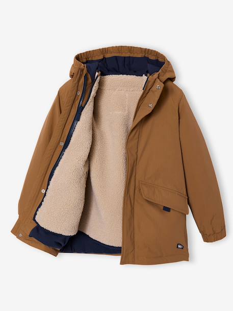Boys' 3-in-1 parka with sherpa lining pecan nut 