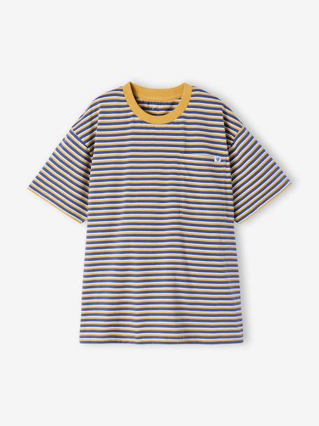 Boy's short-sleeved T-shirt striped blue 