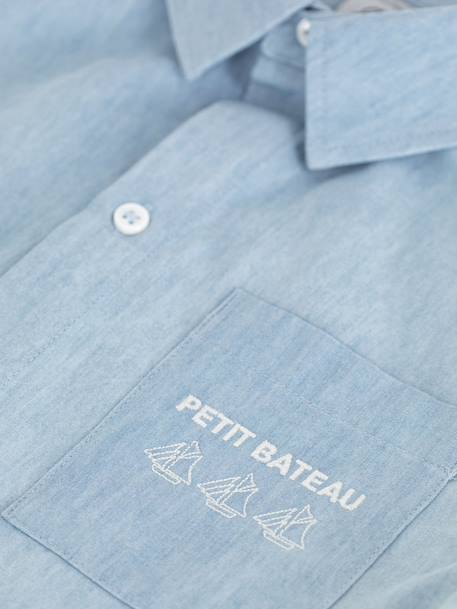 Boy's short-sleeved chambray shirt light blue 