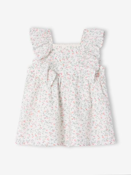 Baby dress with frill print printed white 