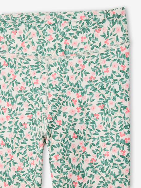 Girls' floral print sports leggings ecru 