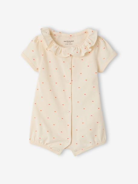 Pack of 2 organic cotton baby girl playsuits ecru 