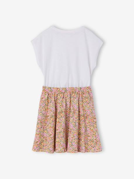2-in-1 effect dress for girls ecru+printed white+vanilla 