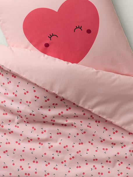 Zipped Bedding Set with Recycled Cotton, CHERRY printed pink 