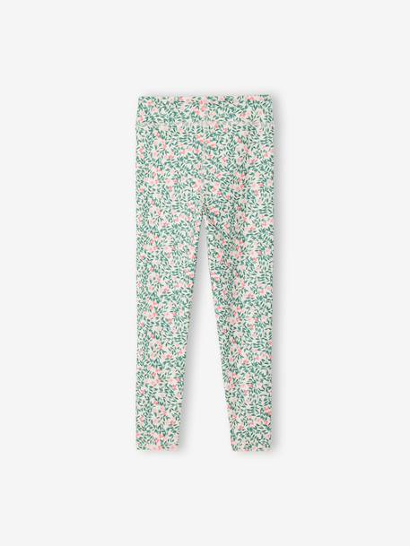 Girls' floral print sports leggings ecru 