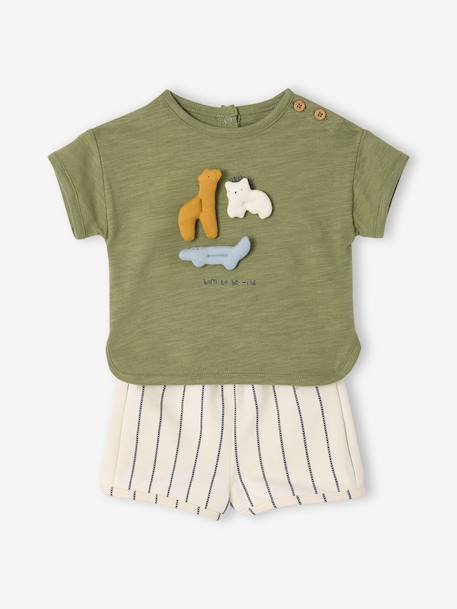 Set of 2 cotton pieces for boys khaki 