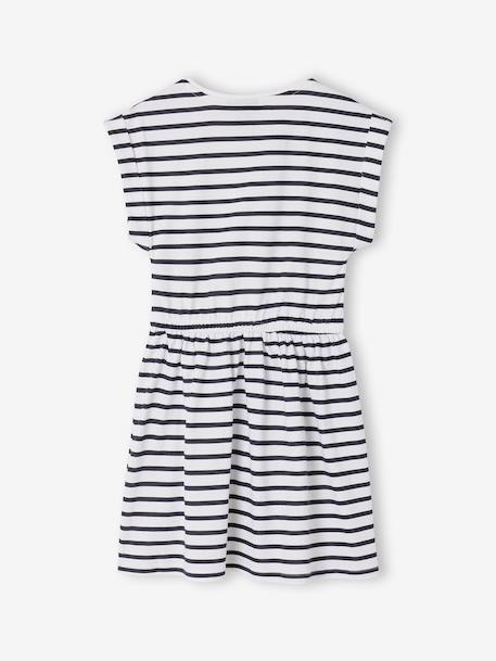 Minnie short-sleeved striped dress striped navy blue 