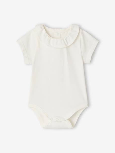 Pack of 2 Short-Sleeved Bodysuits with Fancy Collar, for Babies coral+sage green 