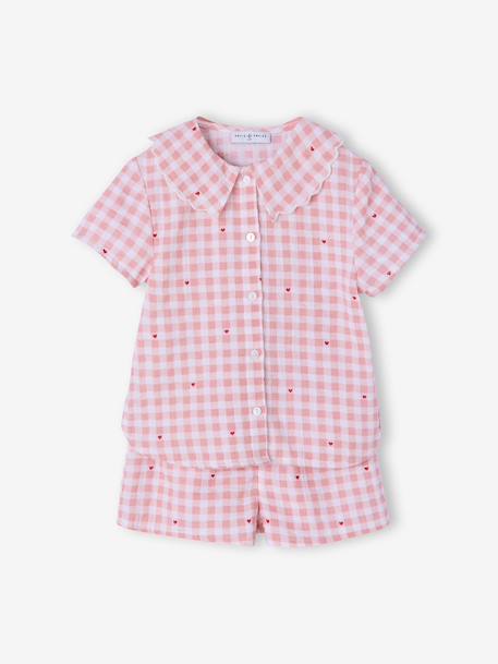 Girls' organic cotton 2-piece pyjamas rosy 