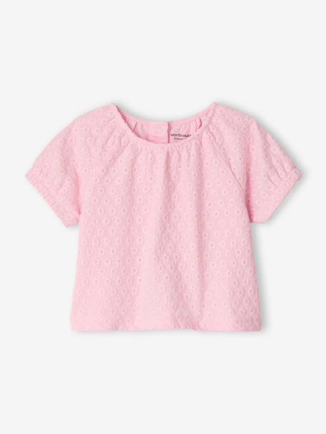 Embroidered short-sleeved T-shirt pale pink 